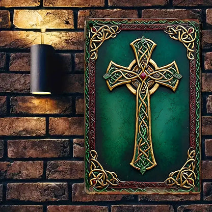 Shineful 2D Metal Sign Emerald Heritage Cross