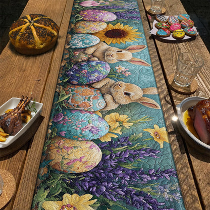 Shineful 2D Flat Print Quilted Table Runner - Springtime Bunny