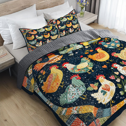 Shineful All Season Quilt 3-Piece Set Chicken Dream