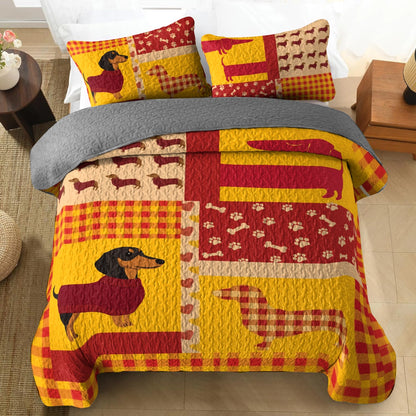 Shineful All Season Quilt 3-Piece Set Dachshund Cozy Dreams