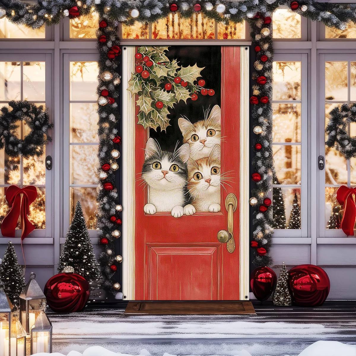 Shineful Door Cover Cute Kittens