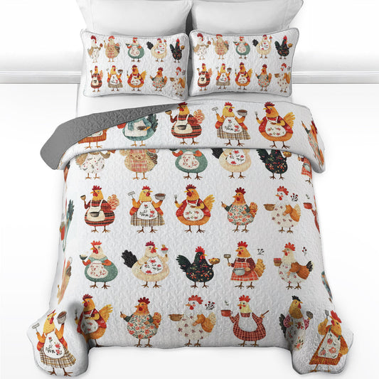 Ensemble de courtepointe toutes saisons Shineful 3 pièces Whimsical Rooster 