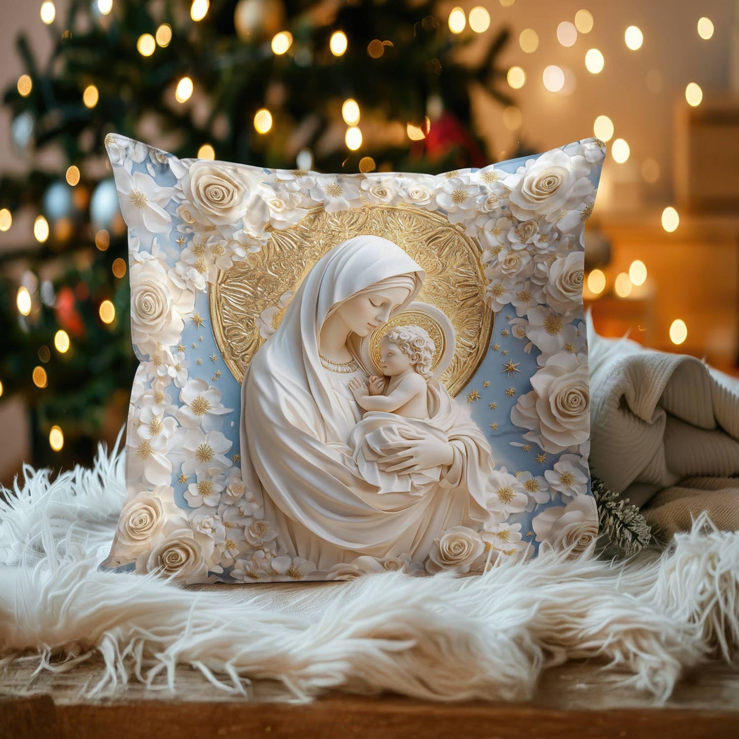 Shineful 2D Print Cushion Cover, Pillowcase, Pillows Covers Sacred Comfort Mother and Child