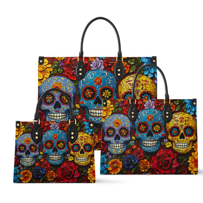 Shineful Leather Bag Floral Sugar Skull