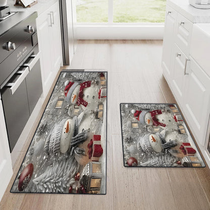 Shineful Ultra-Thin Non Skid Floor Mat, Kitchen Rugs Snowy Glow Winter