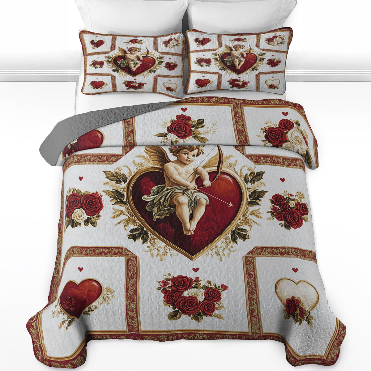 Shineful All Season Quilt 3-Piece Set Romantic Cupid