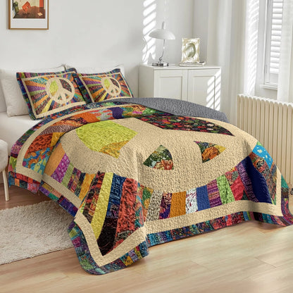 Shineful All Season Quilt 3-Piece Set - Patchwork Peace Hippie