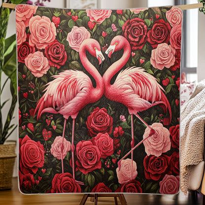 Shineful Flat Print Faux Quilt Blanket Forever Flamingo Bliss