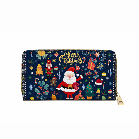 Shineful Leather Clutch Purse With Wristlet Strap Handle Christmas Festive Cheer