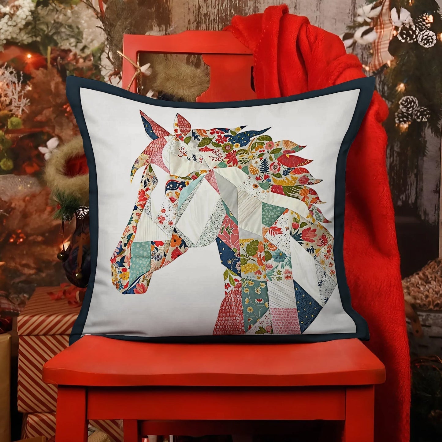 Shineful 2D Print Cushion Cover, Pillowcase, Pillows Covers - Charming Floral Horse