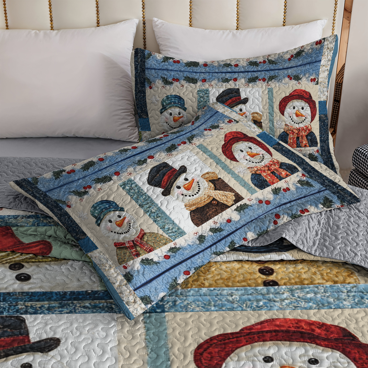 Shineful All Season Quilt 3-Piece Set - Winter Wonderland Snowman