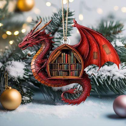 Glänzendes 2D-Acryl-Ornament - Dragon Library