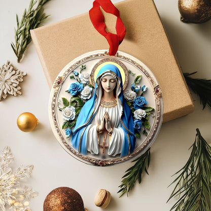 Shineful 2D Acrylic Ornament Peaceful Virgin Mary Roses