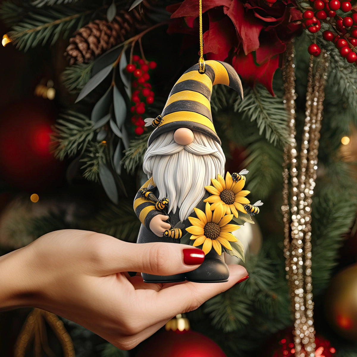 Shineful 2D Acrylic Ornament Bee Gnome Delight