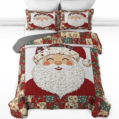 Shineful All Season Quilt 3-Piece Set Santa Claus Patchwork