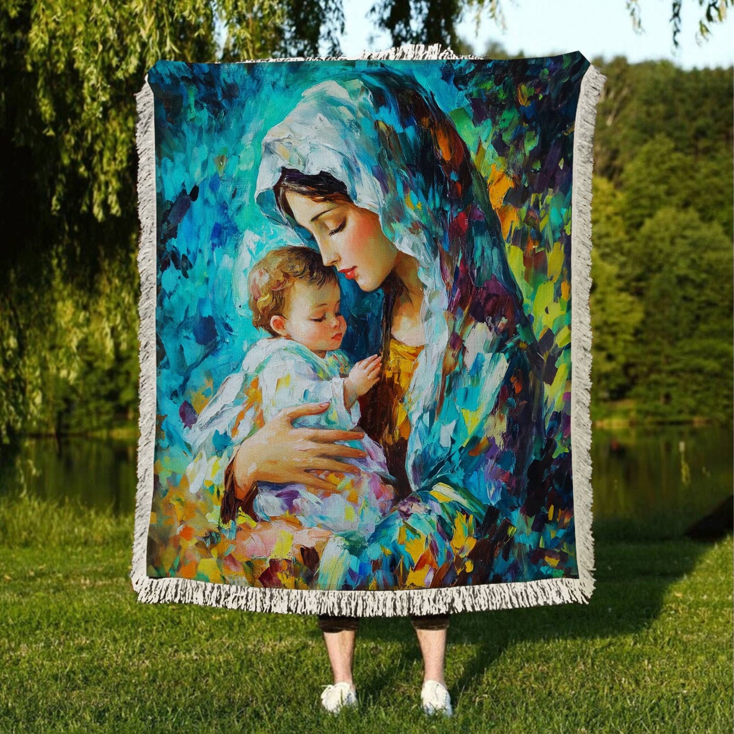 Shineful Woven Tapestry Throw Blanket Pure Devotion