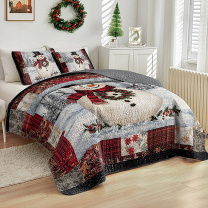 Shineful All Season Quilt 3-Piece Set Grinning Snowman