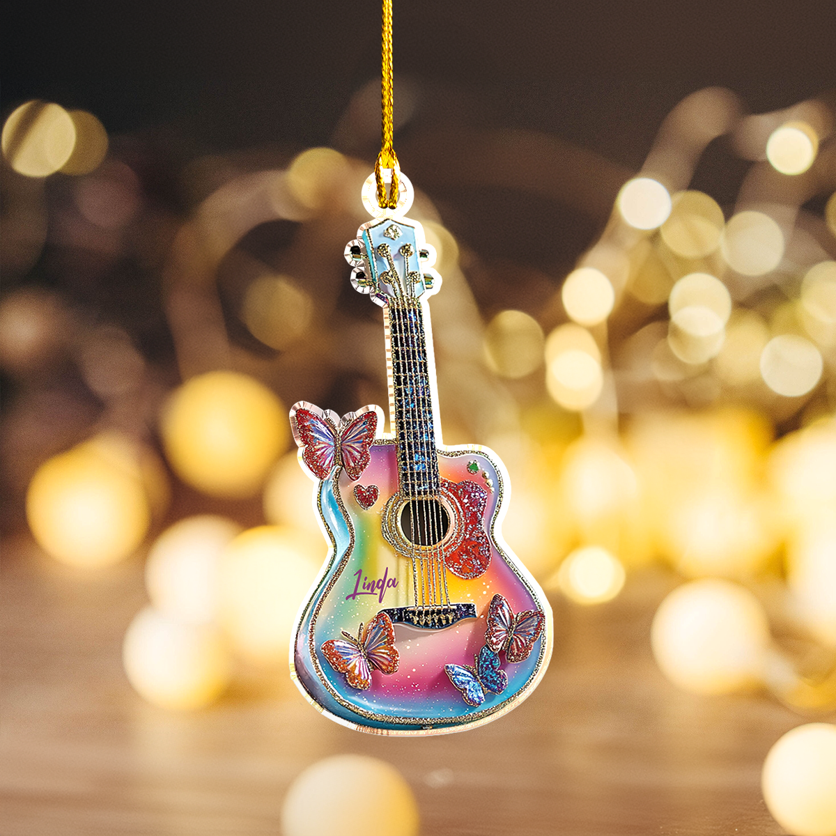 Shiny personalisierte 2D Acryl Ornament Schmetterling Melodie Gitarre