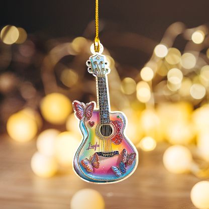 Shineful Personalized 2D Acrylic Ornament Butterfly Melody Guitar