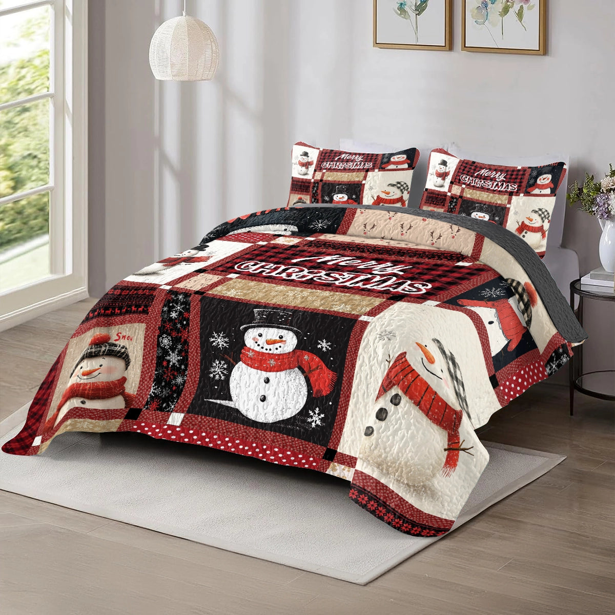 Shineful All Season Quilt 3-Piece Set - Frosty Christmas Cheer