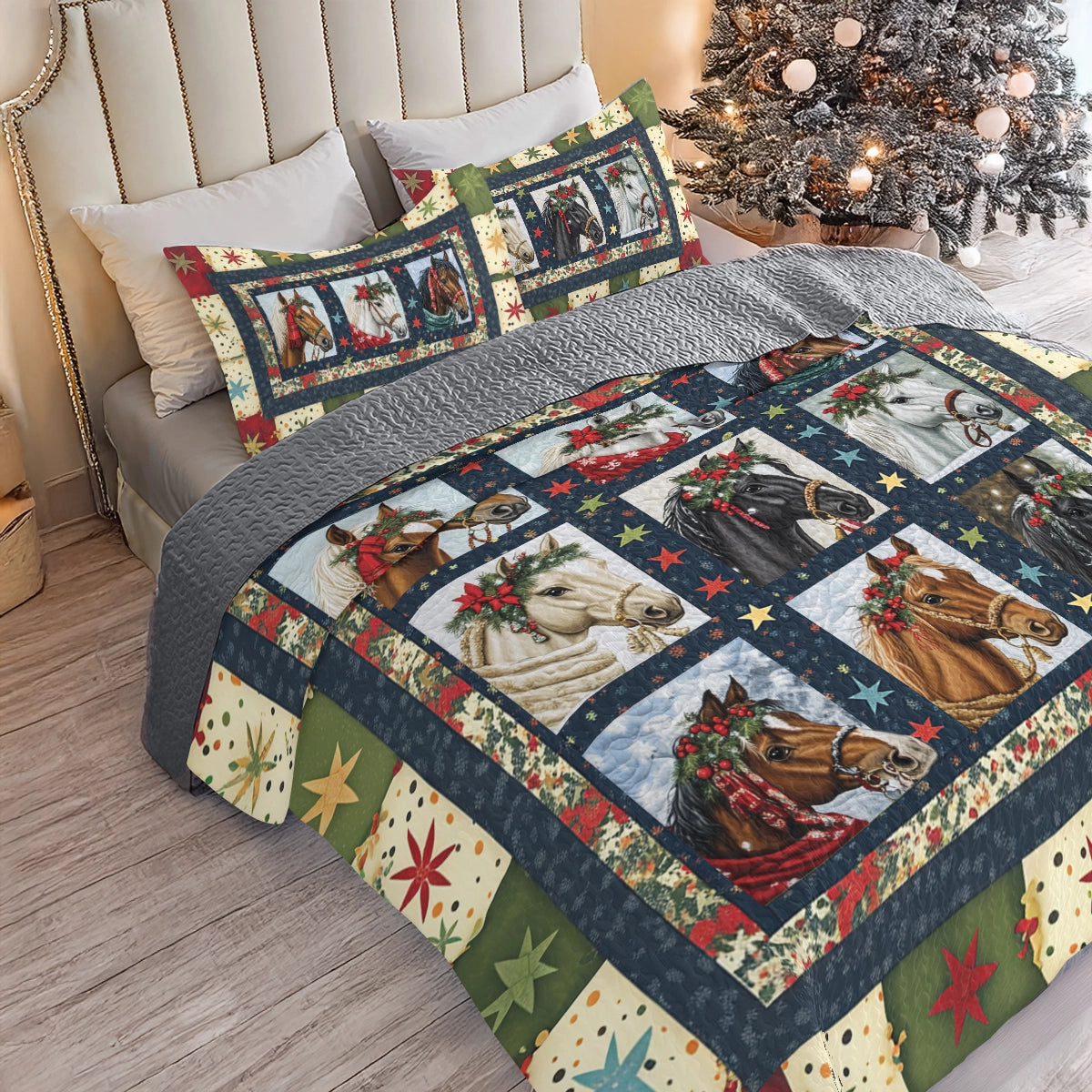 Shineful All Season Quilt 3-Piece Set Starlit Horse Holiday