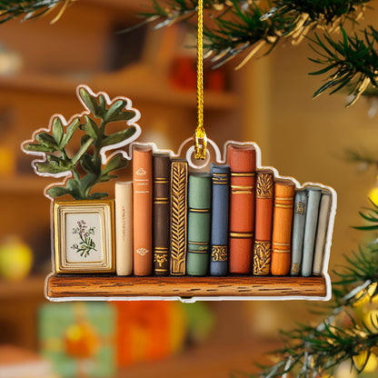 Glänzendes 2D-Acryl-Ornament – ​​Gemütliches Bücherregal