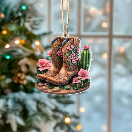 Shineful Acrylic Ornament Blooming Western Charm Cowboy Boot