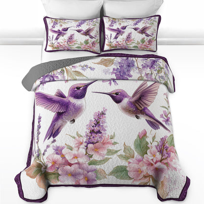 Shineful All Season Quilt 3-teiliges Set Kolibri und Lavendel