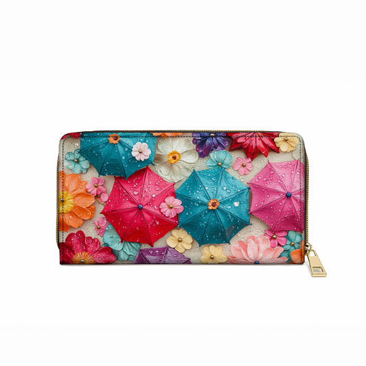 Shineful Leather Clutch Purse With Wristlet Strap Handle Bloom & Rain