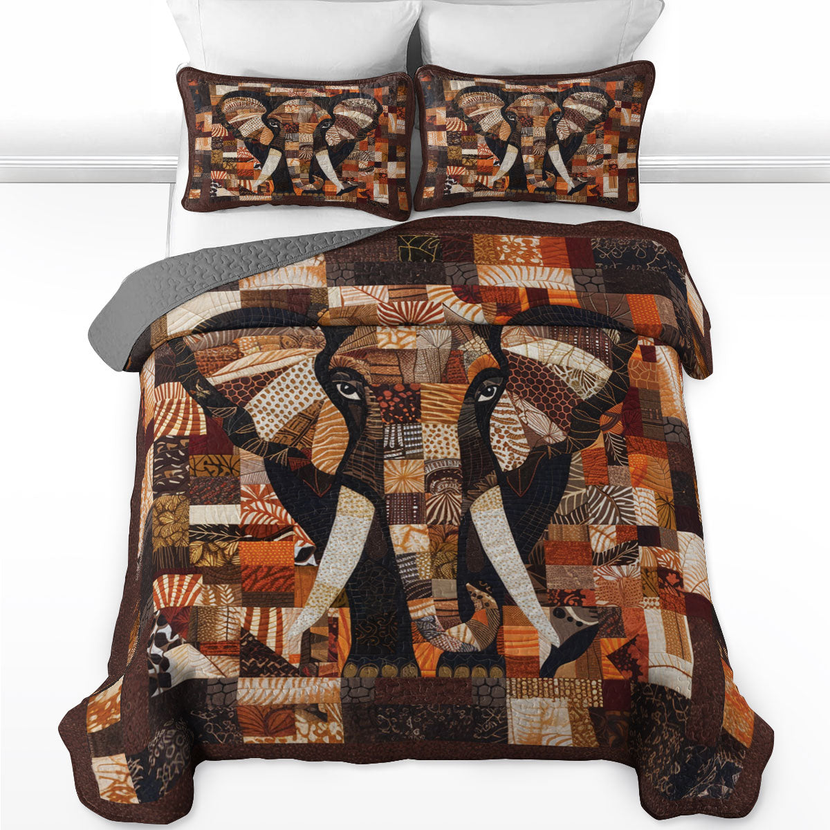 Shineful All Season Quilt 3-Piece Set Elephant Harmony