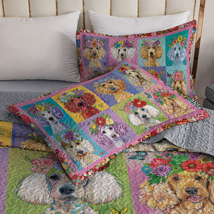 Shineful All Season Quilt 3-Piece Set Colorful Poodle