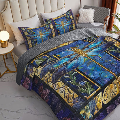 Shineful All Season Quilt 3-Piece Set Celestial Dragonfly