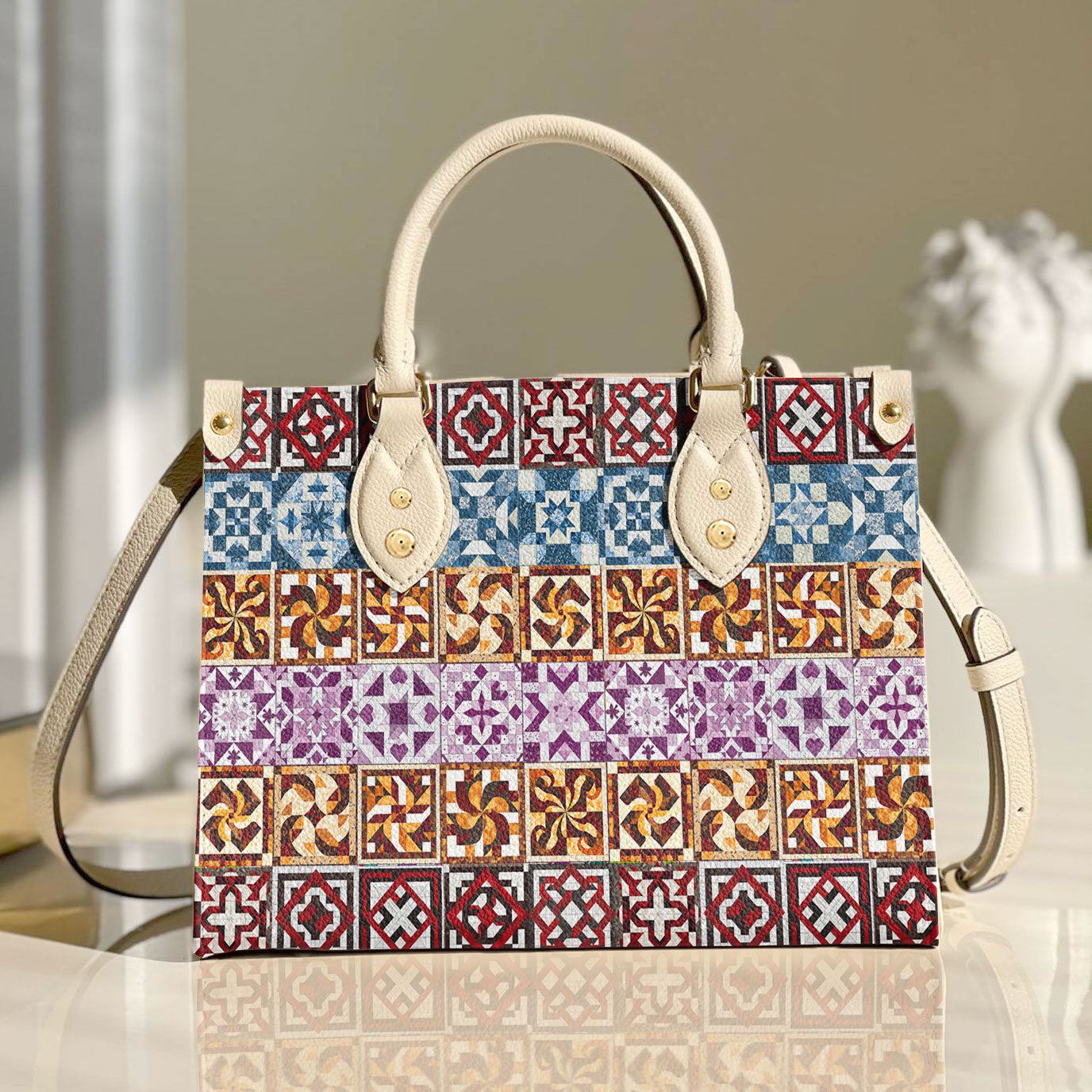 Shineful Leather Bag Quilting Elegance