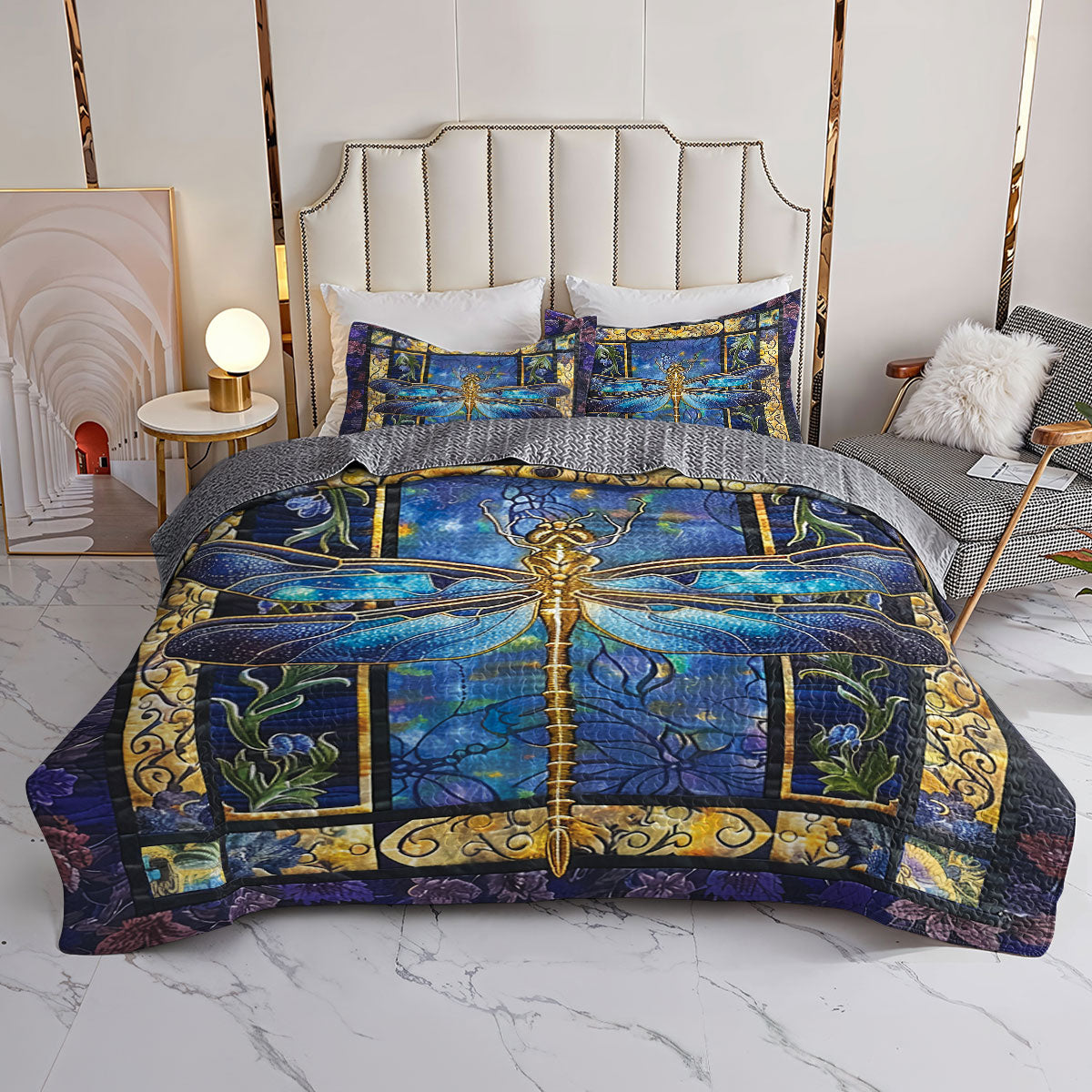 Shineful All Season Quilt 3-Piece Set Celestial Dragonfly