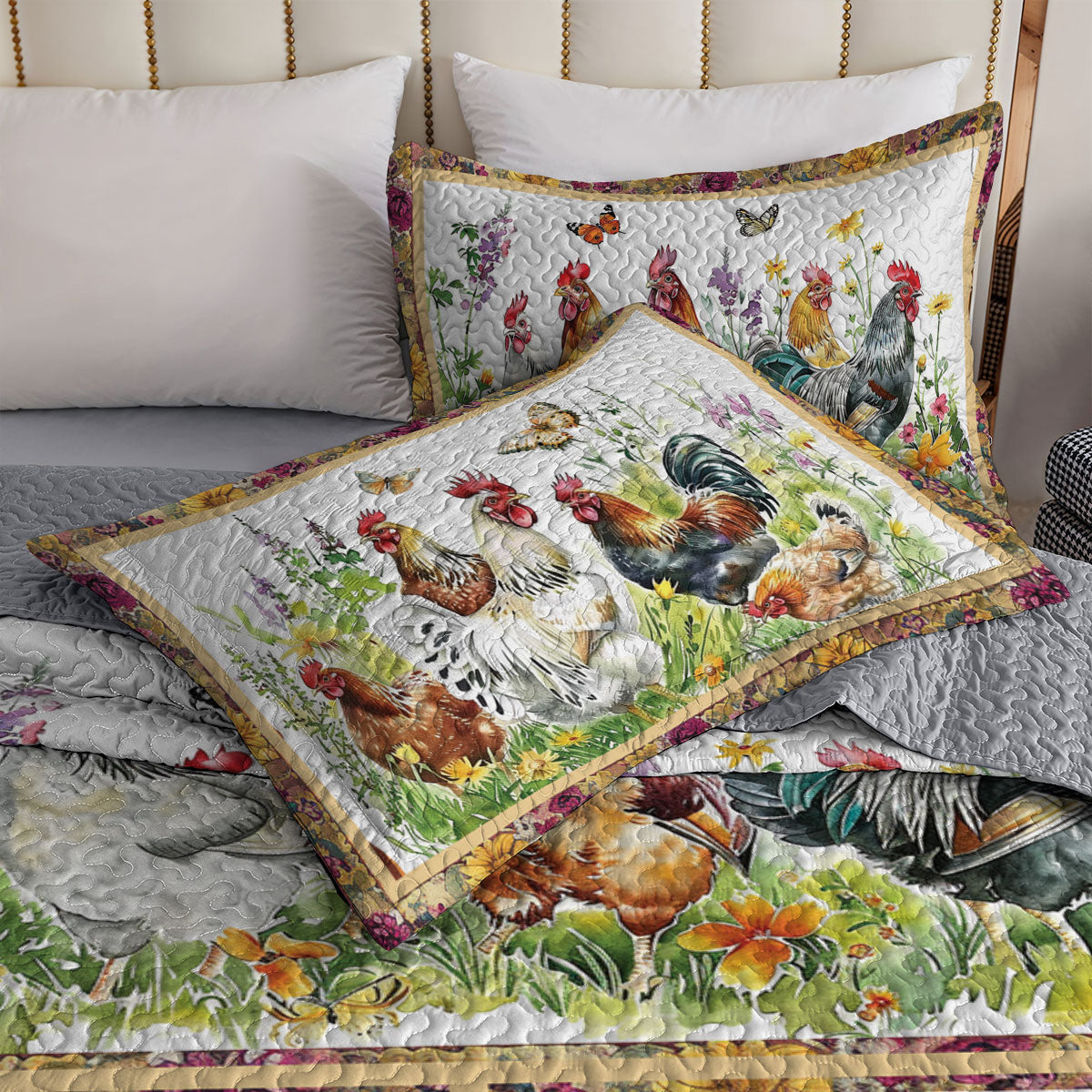 Shineful All Season Quilt 3-teiliges Set Vintage Chicken 