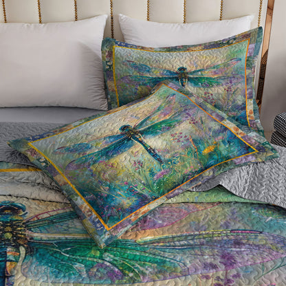 Shineful All Season Quilt 3-Piece Set Peaceful Dragonfly