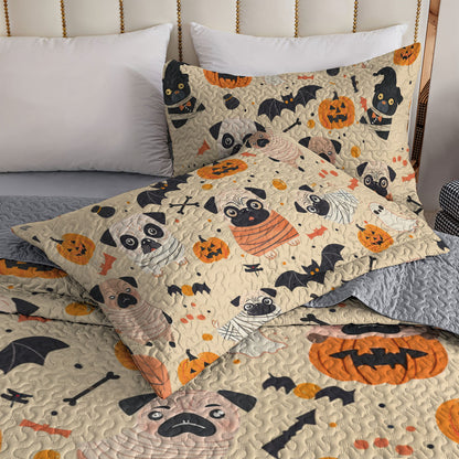 Shineful All Season Quilt 3-Piece Set Pug Mummy