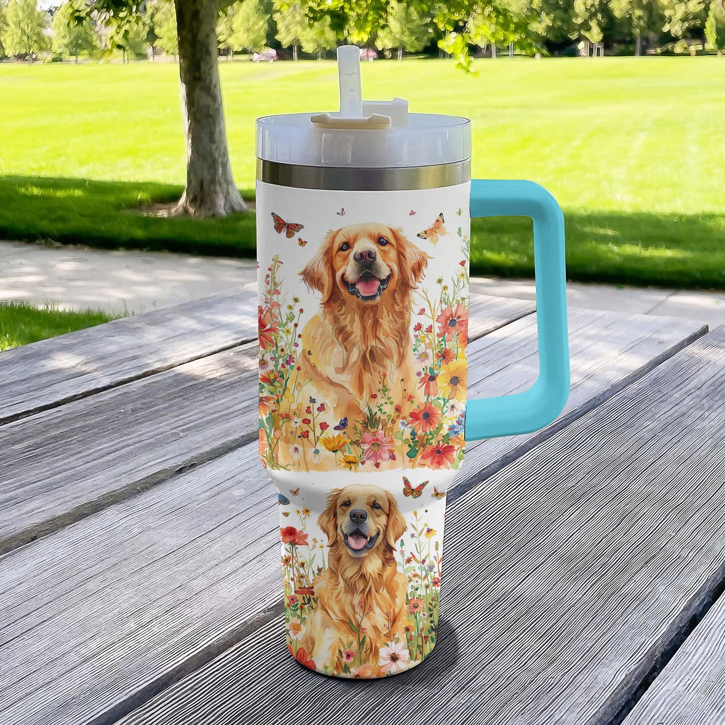 Shineful Tumbler Bloom Garden Golden Retriever