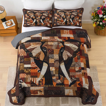 Shineful All Season Quilt 3-Piece Set Elephant Harmony