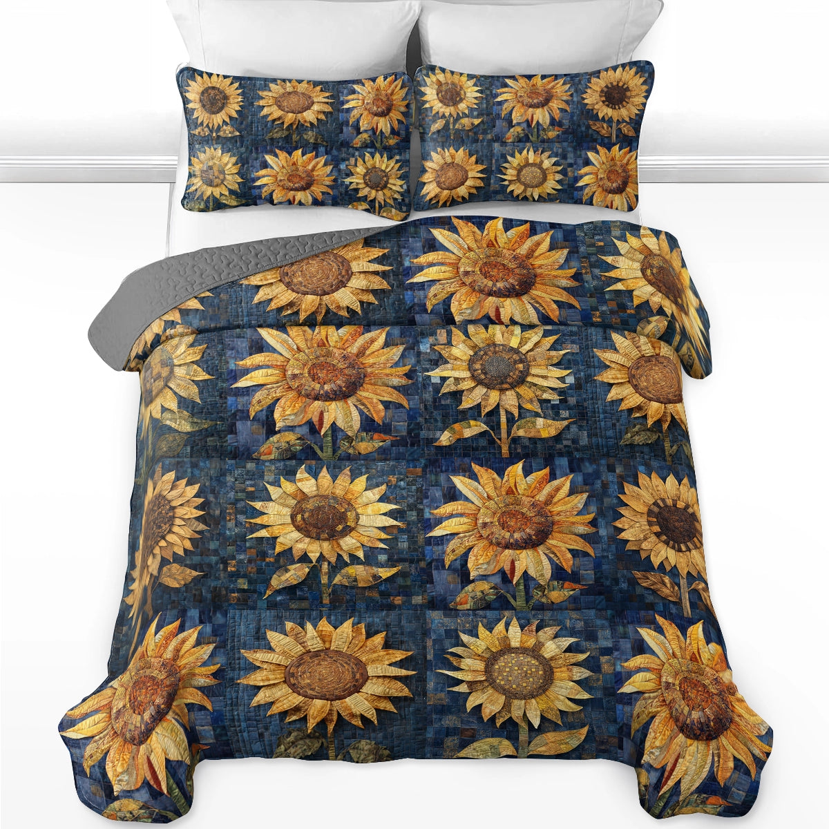 Shineful All Season Quilt 3-Piece Set Starry Sunflower