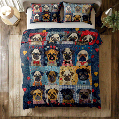 Shineful All Season Quilt 3-Piece Set Stylish Pug