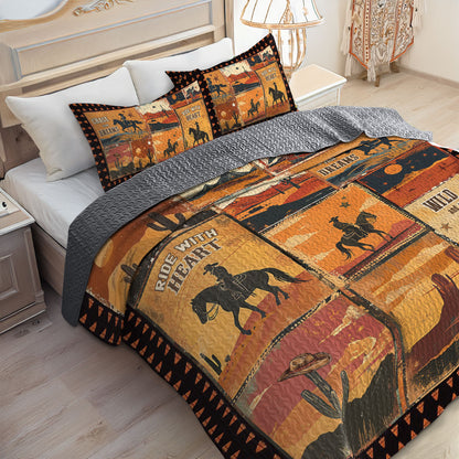 Shineful All Season Quilt 3-Piece Set Cowboy Wild And Free