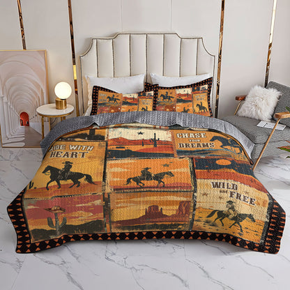 Shineful All Season Quilt 3-Piece Set Cowboy Wild And Free