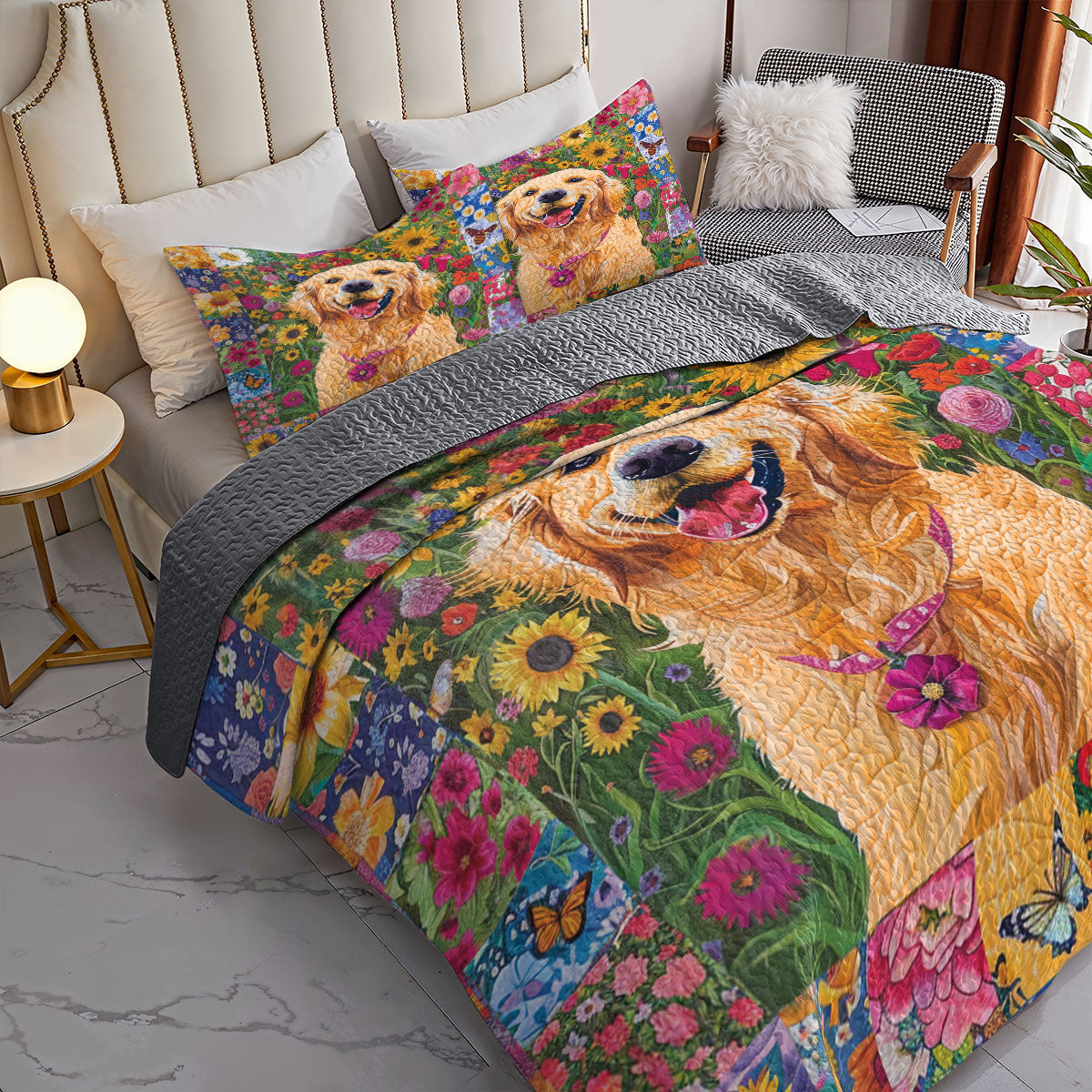 Shineful All Season Quilt 3-Piece Set Sunshine Paws