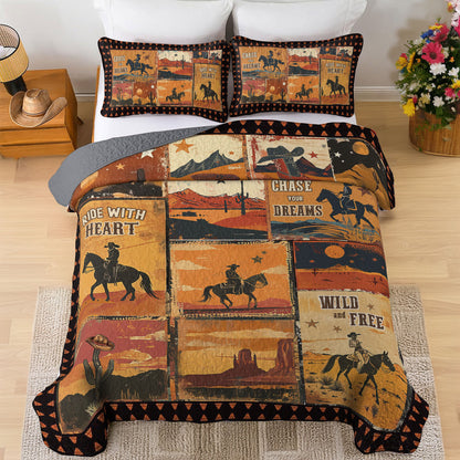 Shineful All Season Quilt 3-Piece Set Cowboy Wild And Free