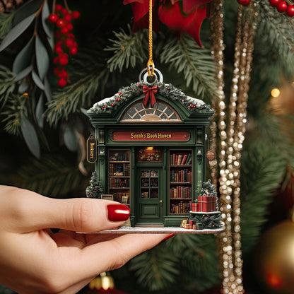 Shineful 2D Acrylic Ornament - Personalized Cozy Book Haven