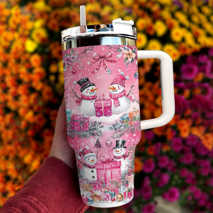 Shineful Tumbler Pink Snowman Christmas