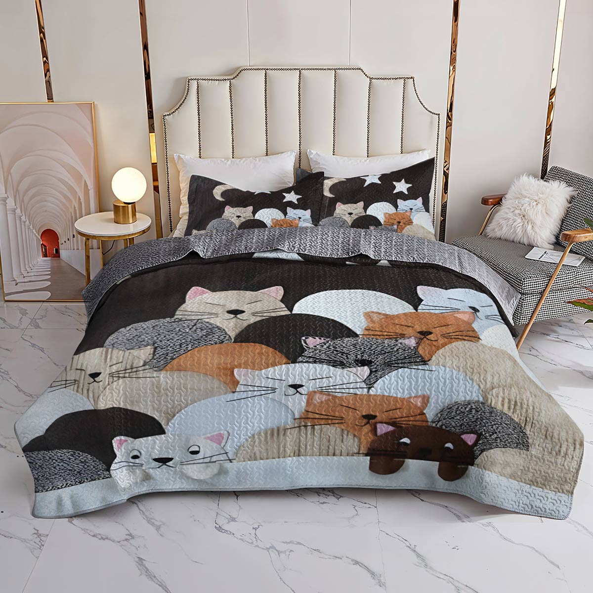 Shineful All Season Quilt 3-Piece Set Feline Dreams