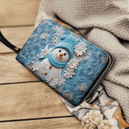 Shineful Leather Clutch Purse With Wristlet Strap Handle Winter Chic