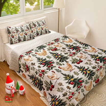 Shineful All Season Quilt 3-Piece Set Festive Rooster Dreams